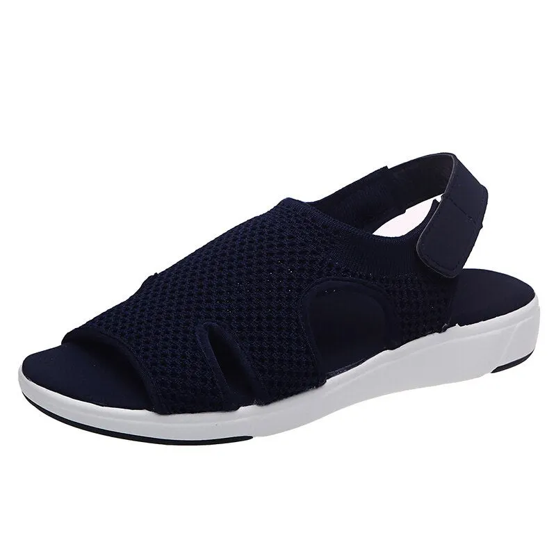 Lucyever women's breathable mesh sandals 2021 plus size 35-45 summer knitted sports shoes sandalias mujer platform flats woman