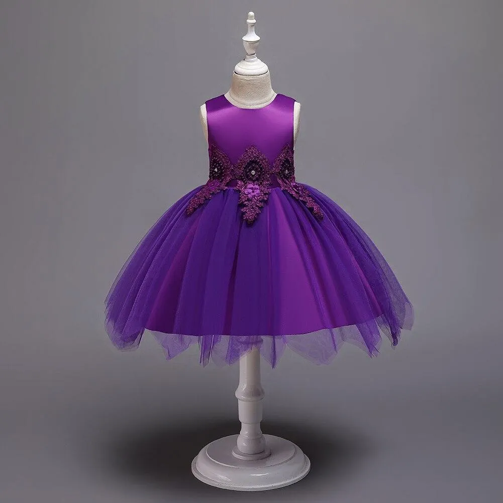 Korean Style Fluffy Princess For Girl Flower Clothes White Kids Bridesmaid Dress Party Layered Ball Gown of 0-6 Years Old