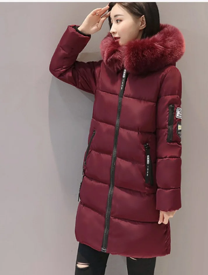 Woherb Cotton-Padded Jacket Female 2024 Winter Dress New Korean Version Of Fashion Long Cotton-Padded Jacket Female Large Size Slim Hooded Coat Female Cotton-Padded Jacket-Outfit Ideas