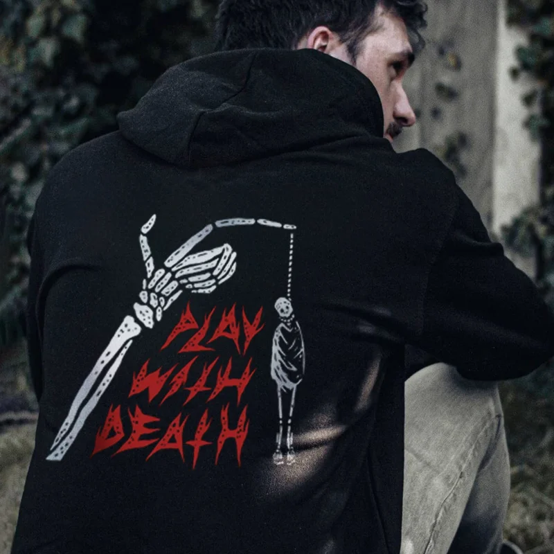 UPRANDY Letter Skeleton Printed Men's Casual Hoodie -  UPRANDY