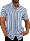 Men's solid color short-sleeved linen buttons shirt