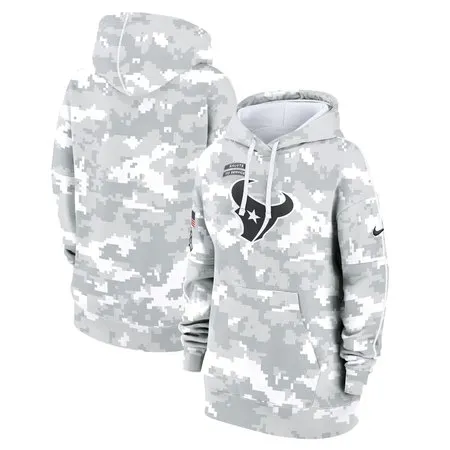 Women's Houston Texans  Arctic Camo 2024 Salute To Service Club Fleece Pullover Hoodie