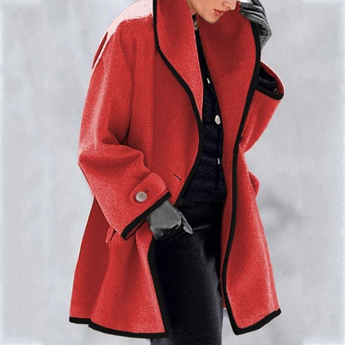 Fashion Round Neck Loose Hooded Woolen Coat