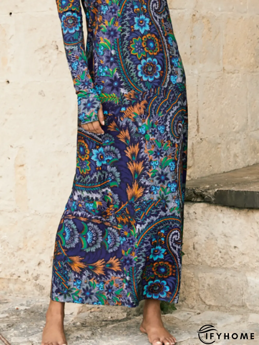Vintage Floral Long Sleeve Casual Dress | IFYHOME