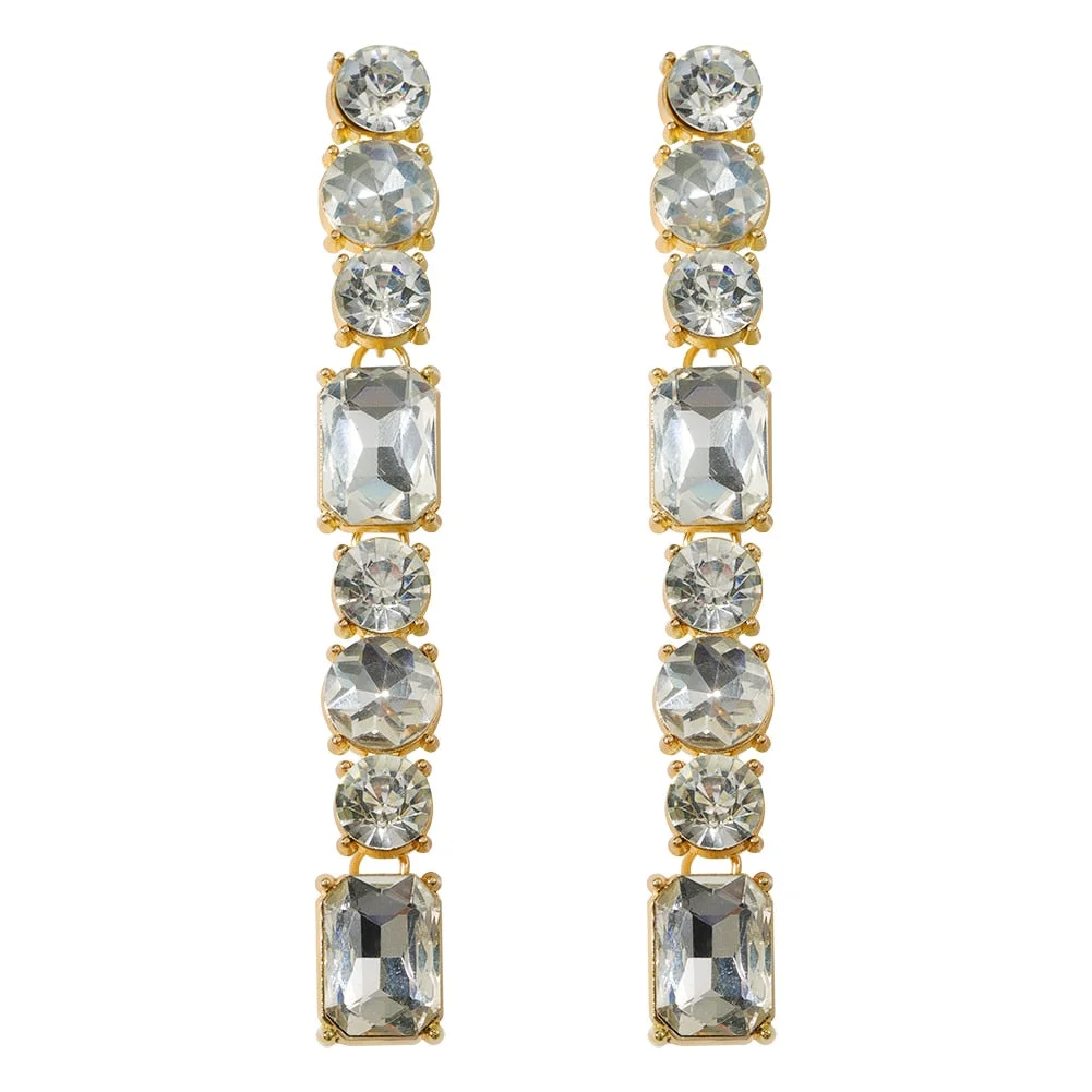 Dvacaman New Shiny Rhinestone Earrings Tassel Drop Earrings For Women Luxury Jewelry Long Dangle Earrings 2022 Party Accessories