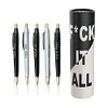 5pcs fuck it all stylos &agrave; bille avec pot &agrave; stylo