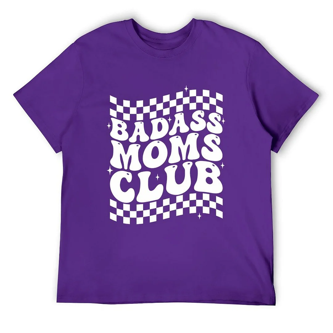 Printed Unisex Short Sleeve Cotton T-shirt for Men and Women Pattern Bad Ass Moms Club