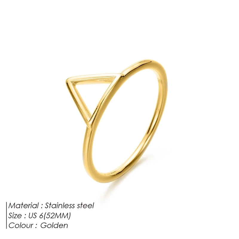 304 Stainless Steel 14K Gold Plated Casual Basic Commute V Shape Round Solid Color Rings