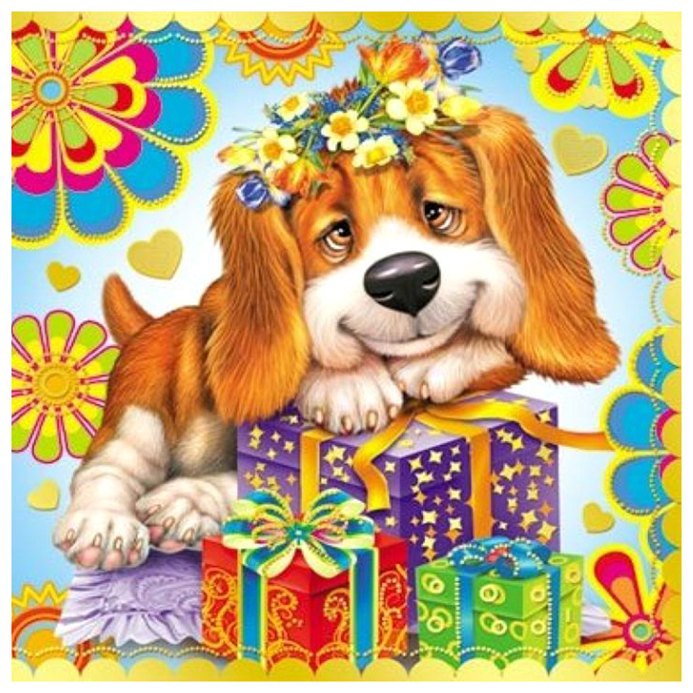 

40*40CM - Round Drill Diamond Painting - Puppy, 501 Original