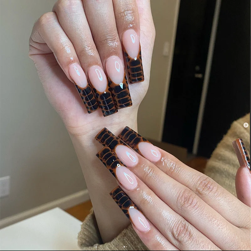 Crocodile Pattern French European And American Wear Long Water Pipe Nail Patch Fake Nails