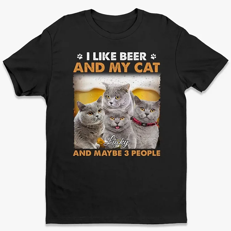 Custom Photo I Like Beer And My Cats - Dog & Cat Personalized Custom Printing Unisex T-shirt, Hoodie, Sweatshirt
