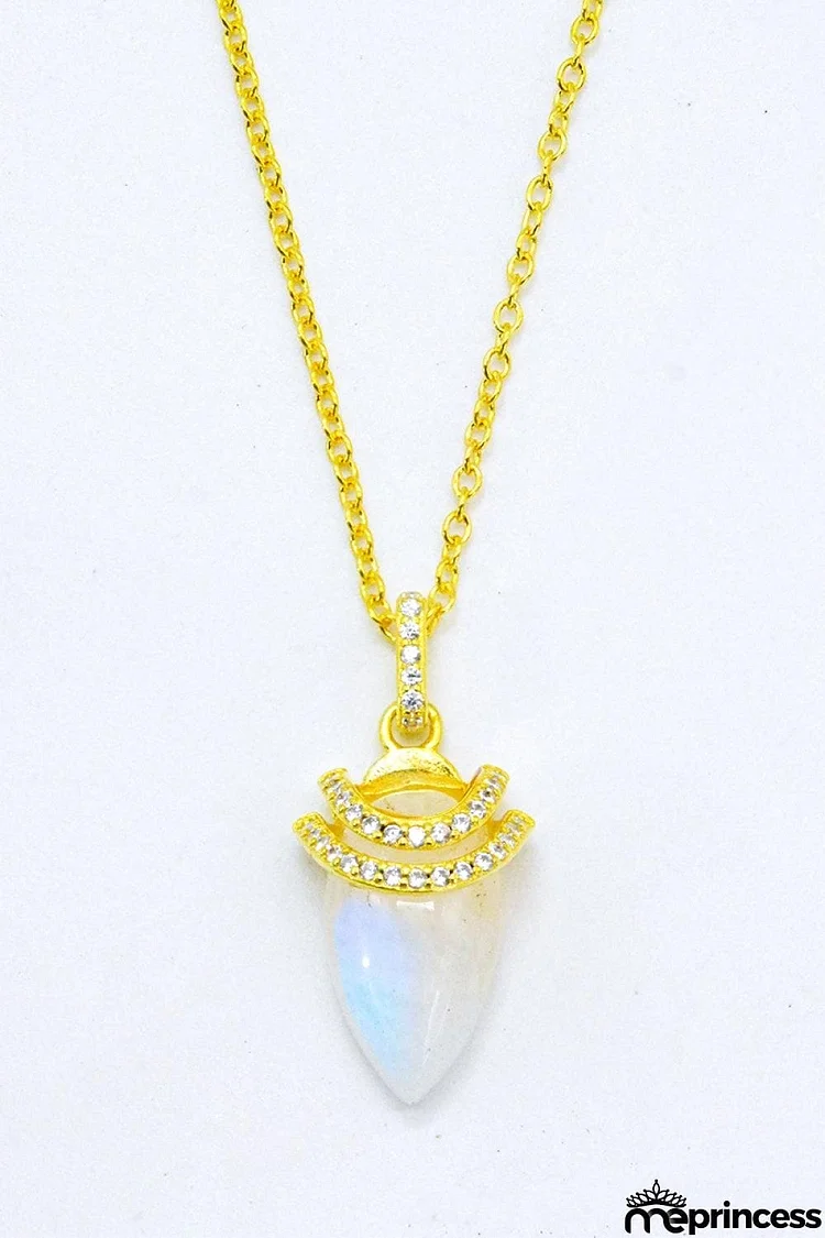 18K Gold-Plated Moonstone Pendant Necklace