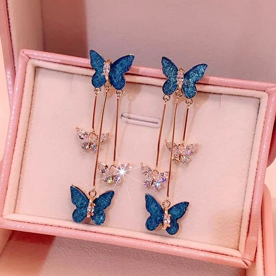 🔥 Last Day Promotion 75% OFF🔥-Crystal Butterfly Tassel Earrings
