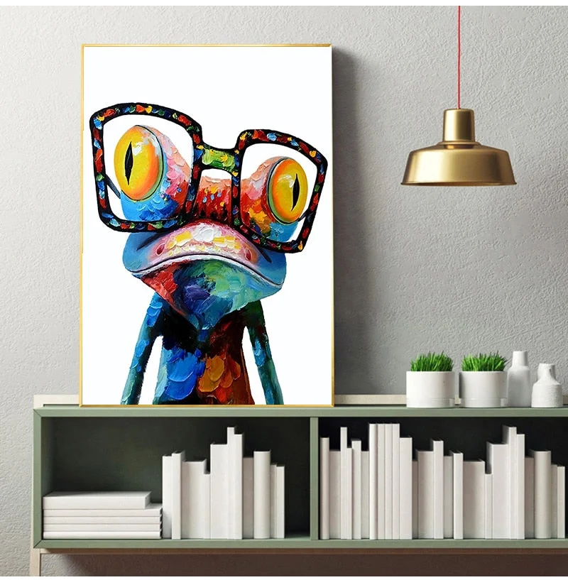 Cute Frog Graffiti Art Canvas Paintings Abstract Animals Posters and Prints on Canvas Wall Art Picture for Living Room Decor