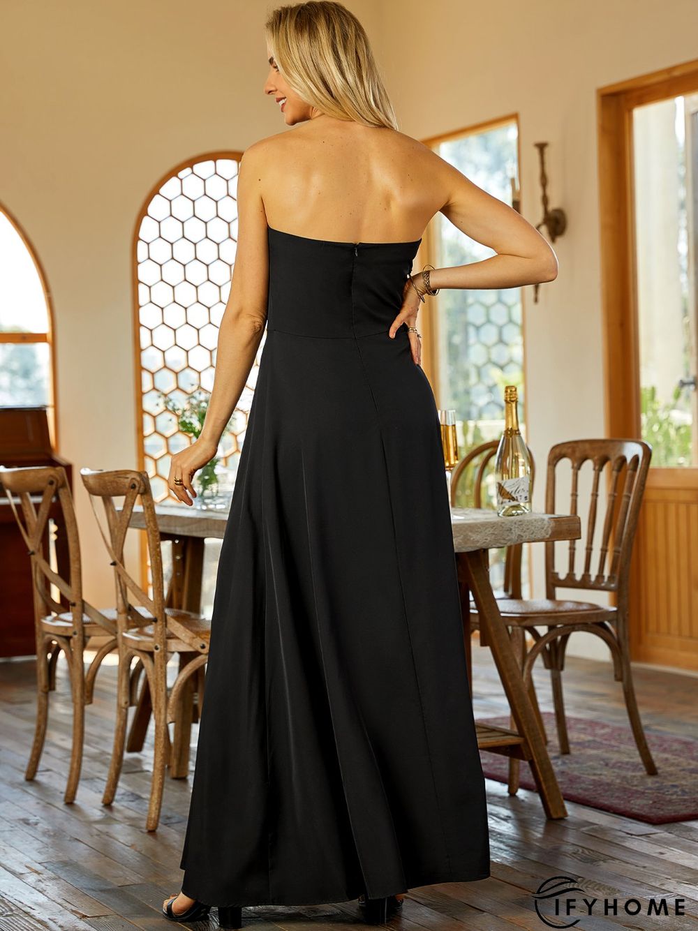 Vintage Strapless Printed Weaving Dress | IFYHOME