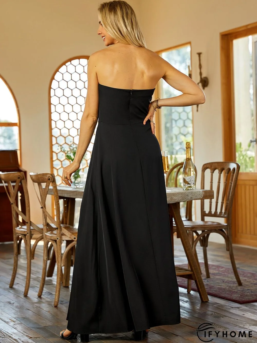 Vintage Strapless Printed Weaving Dress | IFYHOME