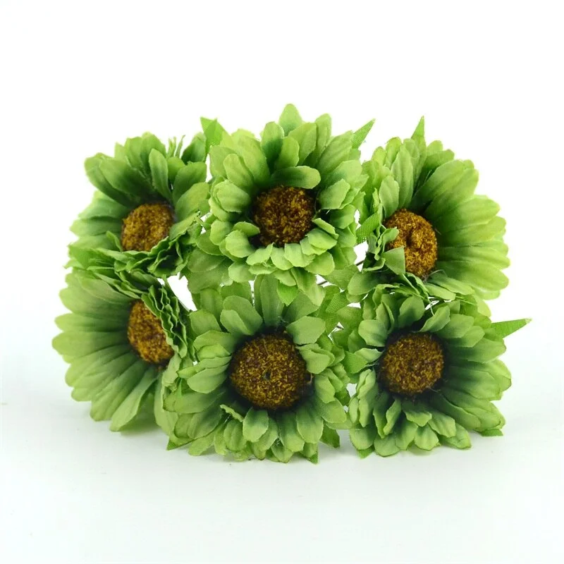 6pcs Cheap Daisy Artificial Flower Silk Sunflower Bouquet For Wedding Decoration Scrapbooking DIY Wreaths Craft Fake Flowers