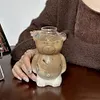 Cute Bear Glass Cup Cartoon Bear Shaped Coffee Mug Beverage Glasses (No Straw)