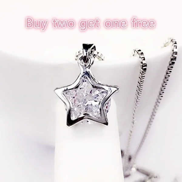 The New 2020 Collarbone Chains Silver Inlay Zircon Pentagram Crystal Necklace Women Sterling Silver Zircon Star Crystal Pendant Necklace Chain Jewelry