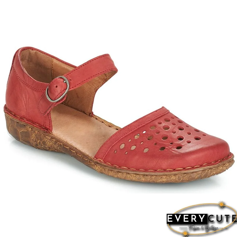 Women Summer Ladies Round Toe Hollow-Out Sandals