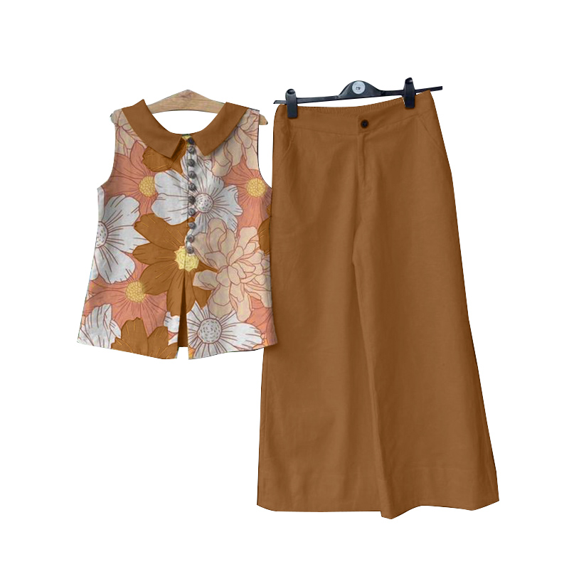 ZANZEA 2PCS Summer Trousers Suits Women Vintage Sleeveless Floral Tops Wide Leg Pants Sets Casual Work Holiday Matching Sets
