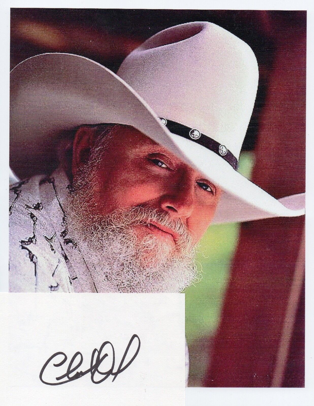 Charlie Daniels Autographed 3 x 5 Card and unsigned Photo Poster painting