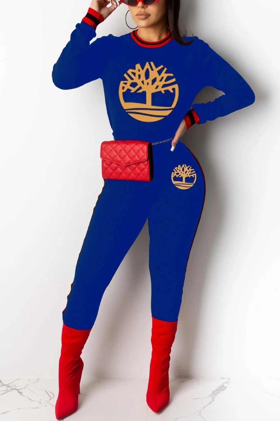 Fashion Casual Screw Thread Offset Printing Sports Suit