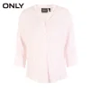 ONLY Brand 2018 NEW loose striped single-breasted V-Neck nine-quarter sleeve female shirts |117305516