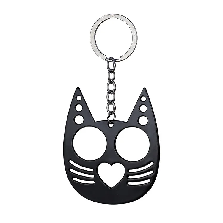 Creative Finger Tiger Justice Black Cat Two Finger Buckle Survival Keychain JackMacry 