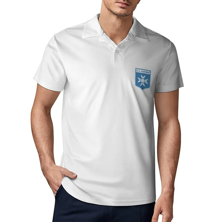 AJ Auxerre Polo De Golf À Séchage Rapide Coupe Homme Blanc