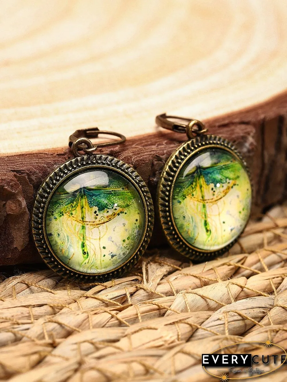 Casual Transparent Gem Dragonfly Earrings T-Shirt/Tee Matching
