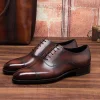 Luxury Brown Mens Formal Business Shoes Genuine Leather