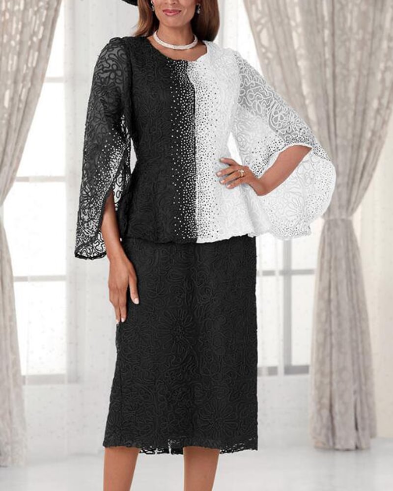 Casual Elegant Versatile Asymmetric Print Ladies Suit Dress