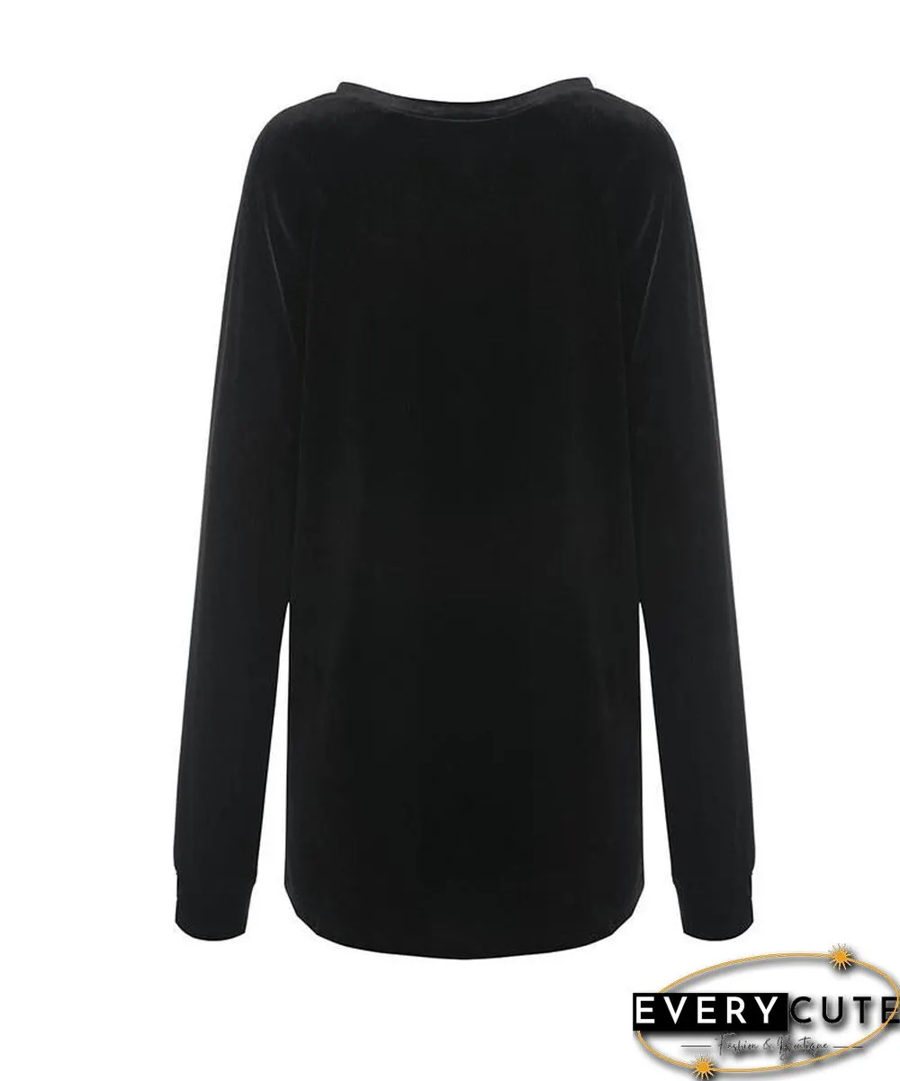 V Neck Long Sleeve Velvet Top