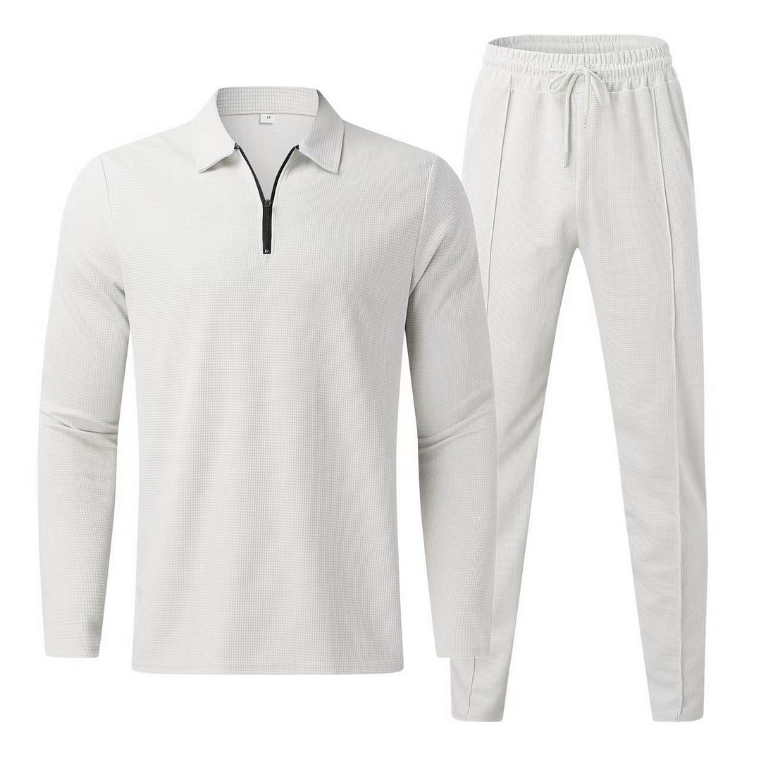 Men's two-piece sports and leisure long-sleeved trousers