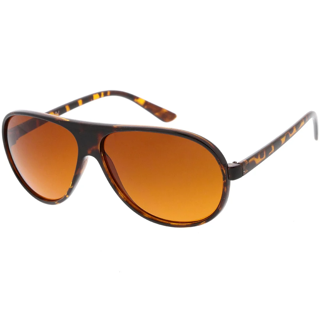 Retro Oversize Flat Top Aviator glasses Blue Blocker Lens 64mm