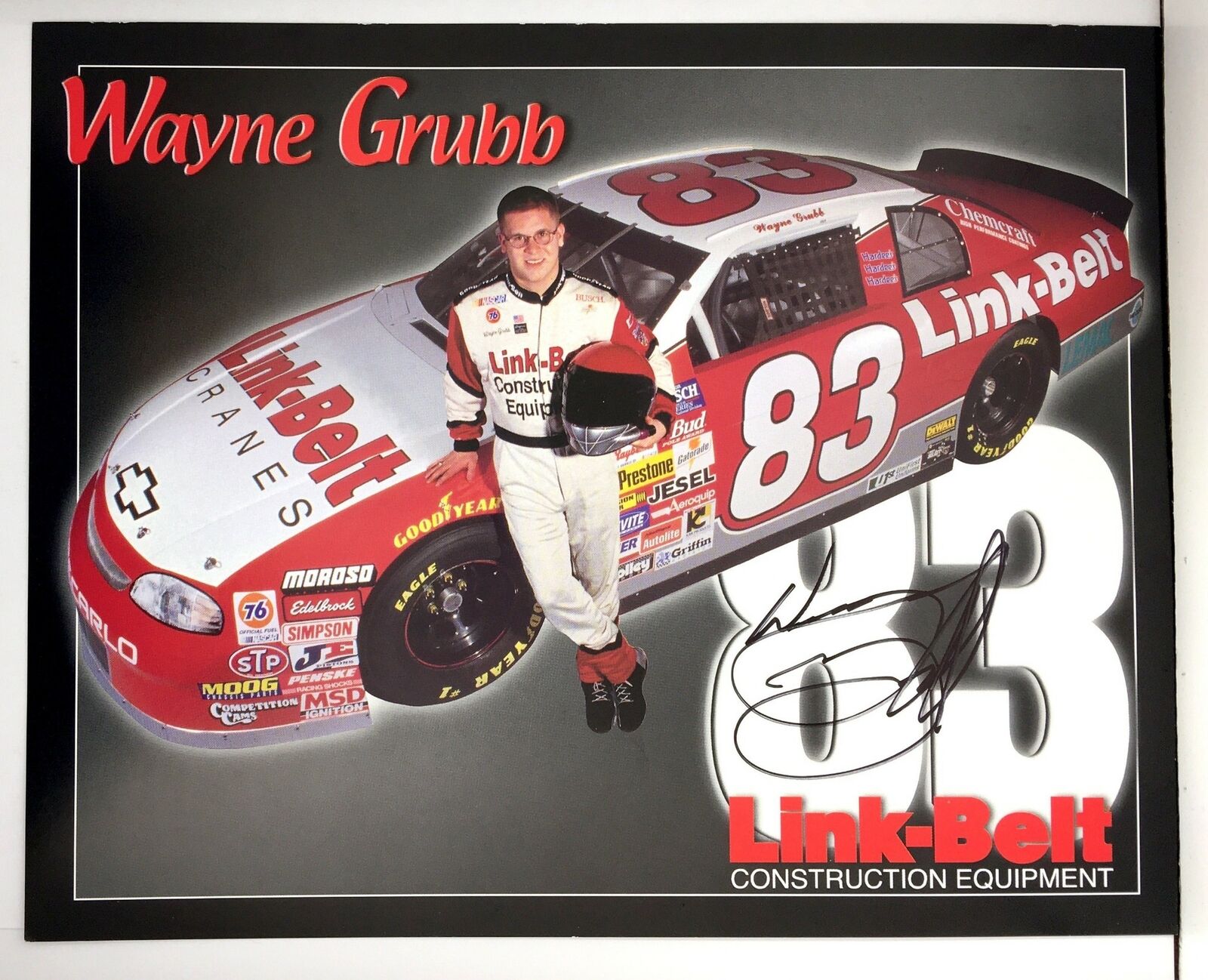 Wayne Grubb Signed 8x10 Photo Poster painting Promo Hero Card Postcard NASCAR  SHIP Auto AU