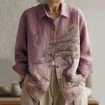 Women's Japanese Floral Art Button Down Comfy Shirt - Image 2