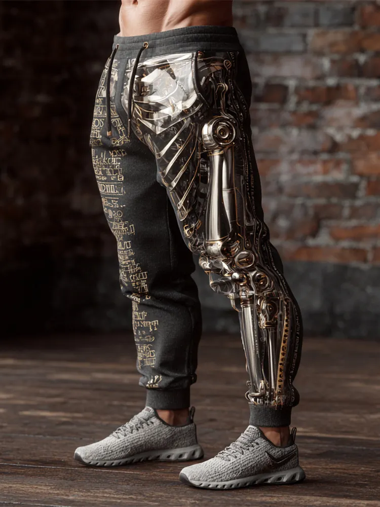 Halloween Mechanical Skeleton Men's Sweatpants