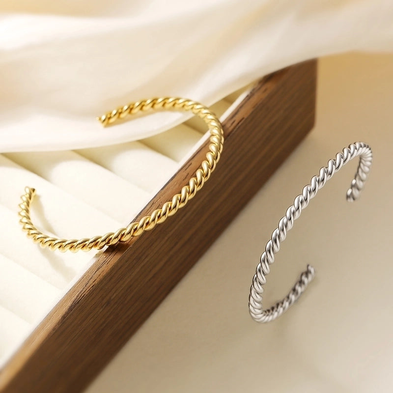 Retro Minimalist Commute Geometric 304 Stainless Steel Cuff Bracelets In Bulk