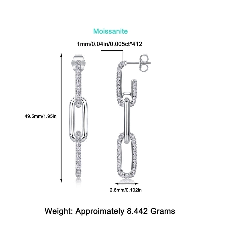 1 Pair 925 Sterling Silver Moissanite GRA Certificate Geometric Earrings