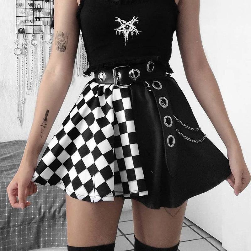 Contrast Check Pattern Panel Skirt