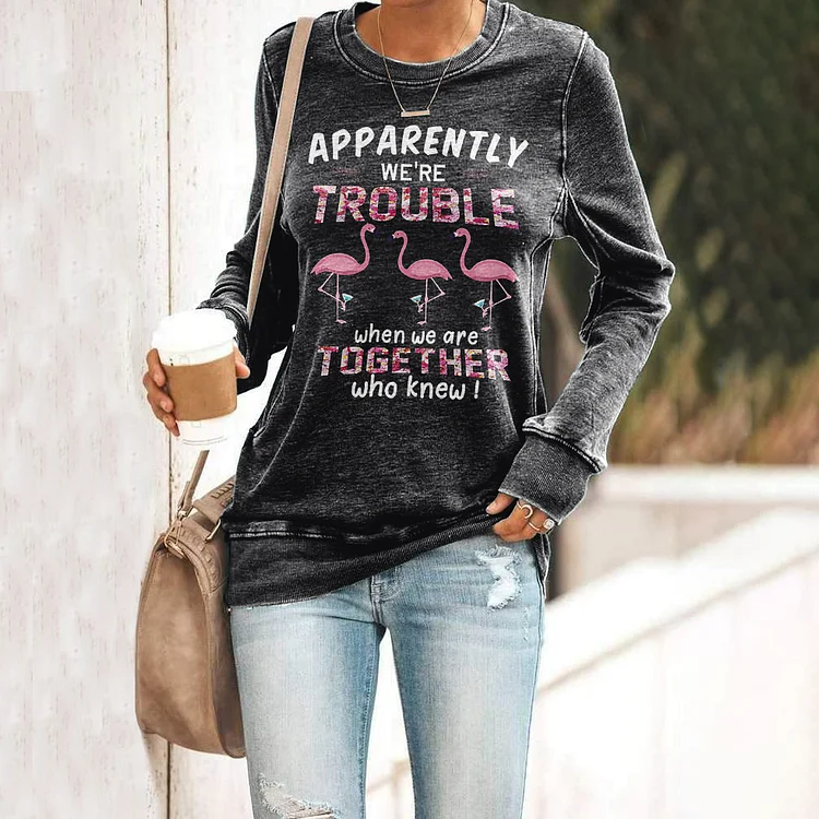 Comstylish Apparently We'RE Trouble When We Are Together Who Knew Print Sweatshirt