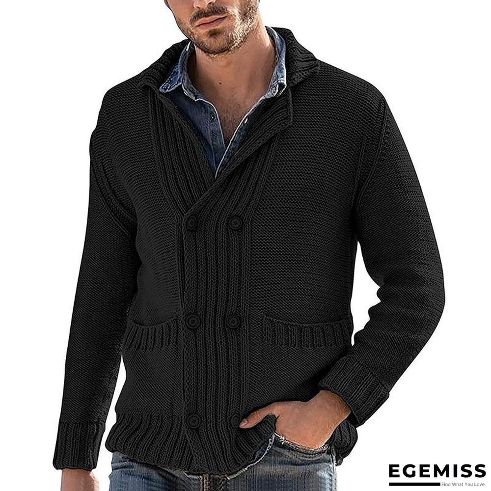 Cardigan Men's Fashion Solid Color Lapel Long Sleeve Knitted Coat | EGEMISS