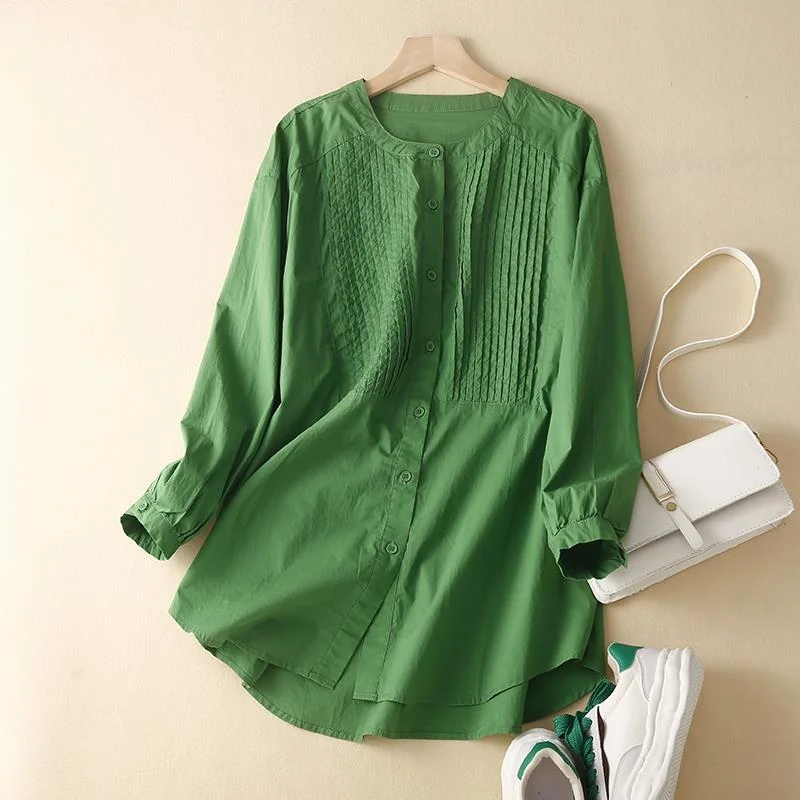 Vintage Chest Stand Collar Loose Shirt