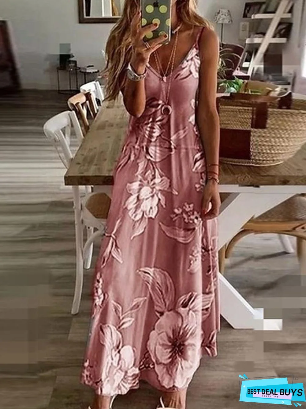 Women's Strap Dress Maxi Long Dress Sleeveless Geometric Print Spring & Summer Hot Elegant Streetwear Blue Purple Blushing Pink Fuchsia Green Gray