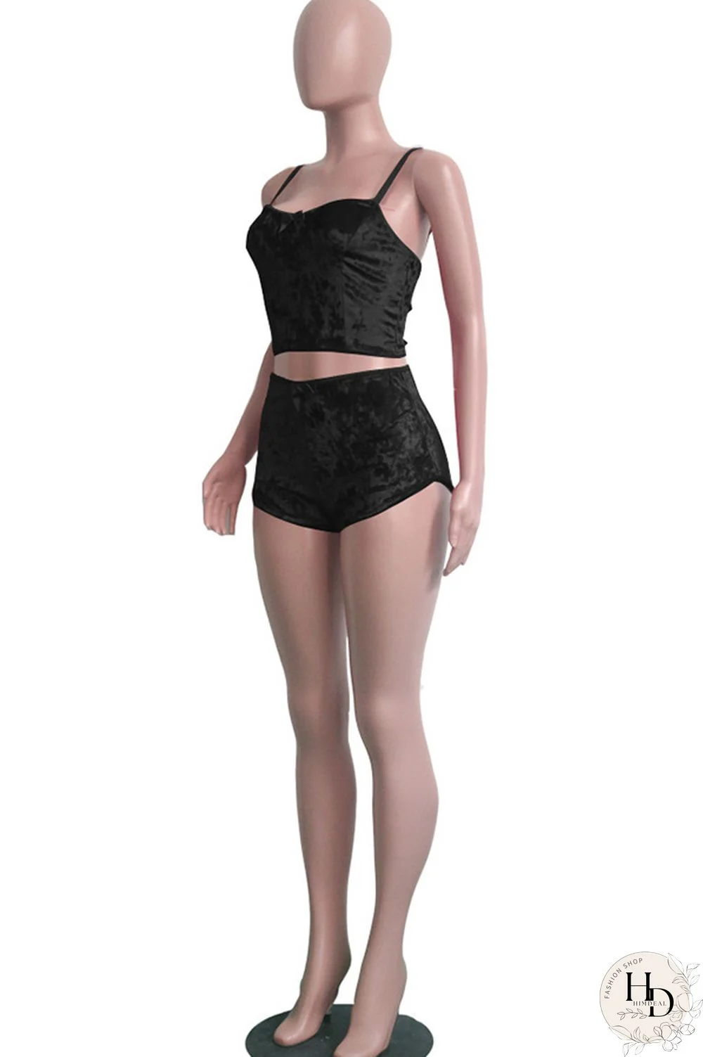 Pink Polyester Sexy Solid Two Piece Suits Straight Sleeveless