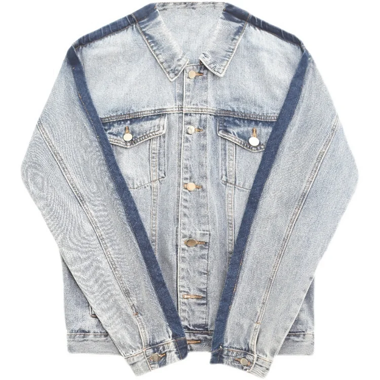 Street Loose Solid Color Lapel Pockets Single-breasted Long Sleeve Washed Denim Jacket