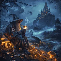 Forest Night Wizard - Diamond Painting