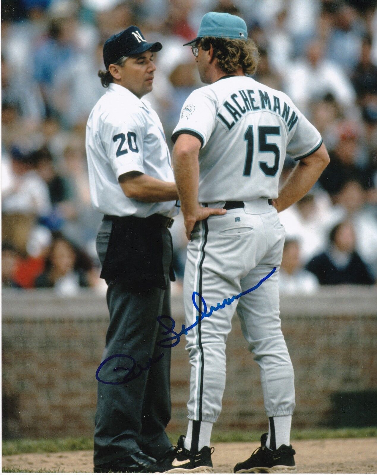 RENE LACHEMANN FLORIDA MARLINS ACTION SIGNED 8x10